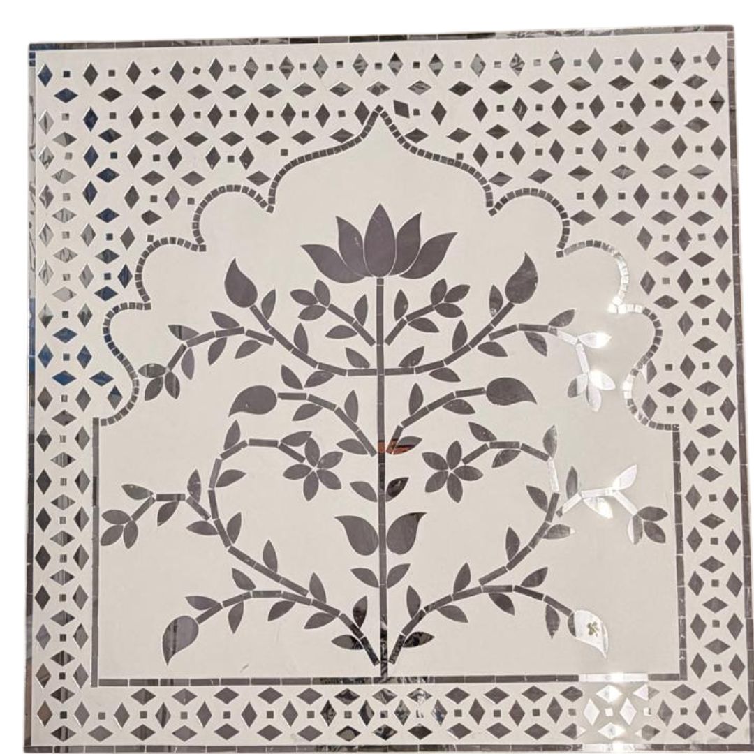Lotus Tree Jharokha Mirror Work (Ready Piece)4*4 feet - BAPS-41