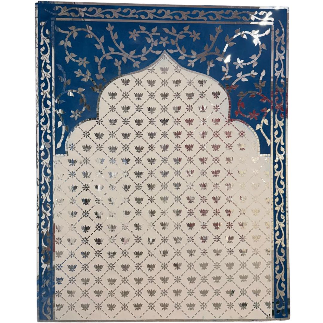 Lotus Jharokha with Floral Vine Mirror Work (Ready Piece)3*4feet-4*5feet - BAPS-36-37