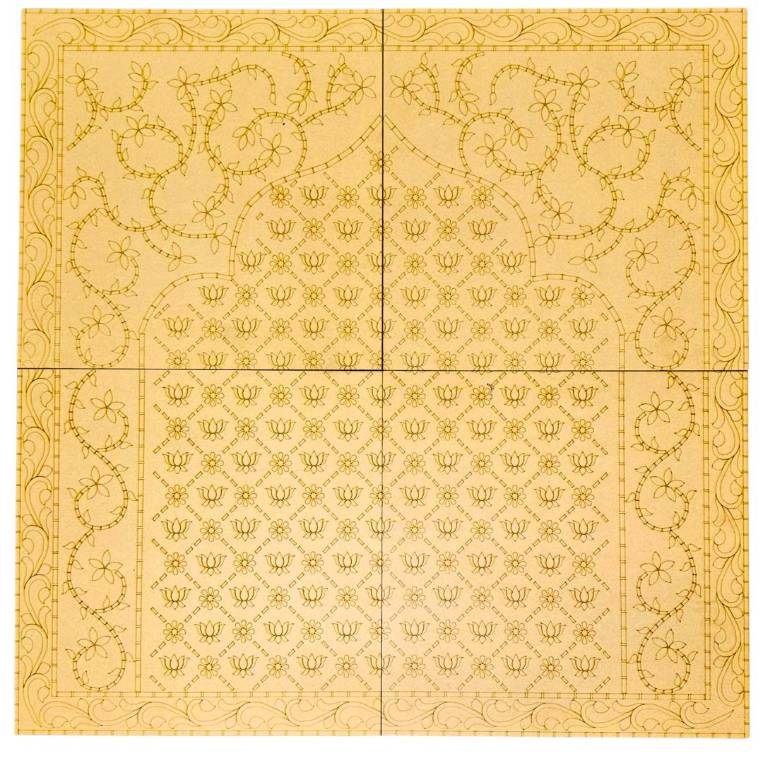 Floral Lotus Jharokha Premarked MDF (with Mirror) - 845