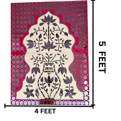 Lotus Kalash Jharokha Mirror Work Decorative Panel (Ready Piece) - BAPS-38