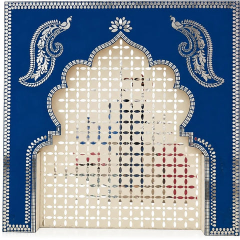 Ready Peacock Mirror Work Decorative Panel with Arch Design for Wall Décor & Backdrop (Ready Piece) 36 * 36 INCH- BAPS-78