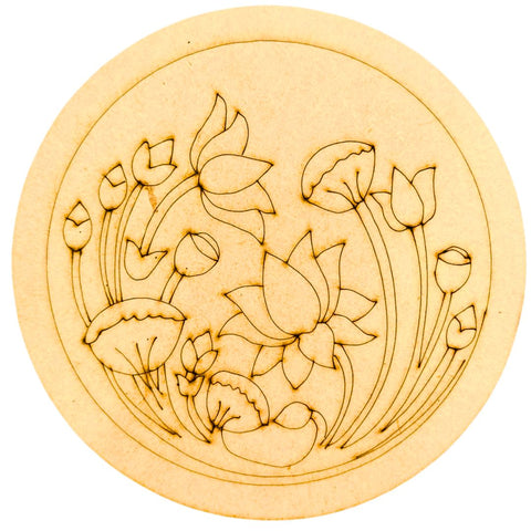Lotus Garden Round Premarked MDF Base for Lippan Art & DIY Craft-825