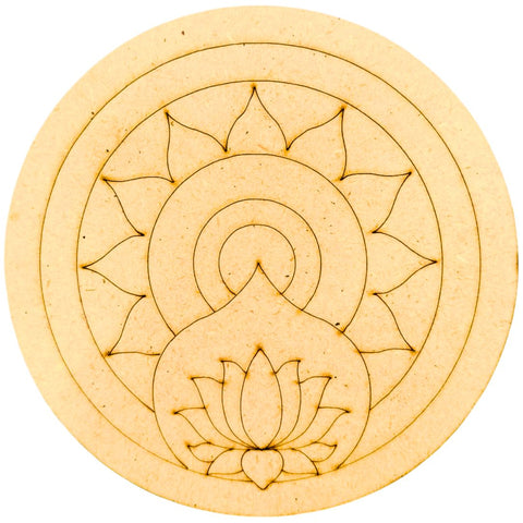Lotus Circular Floral Pattern Premarked MDF Base for Lippan Art -826