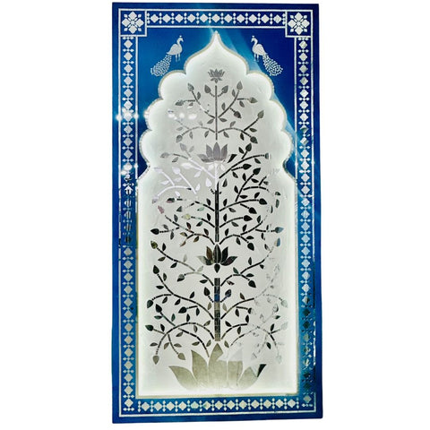 Lotus Tree Jharokha Mirror Work Ready Decorative Panel (Ready Piece) - BAPS-35