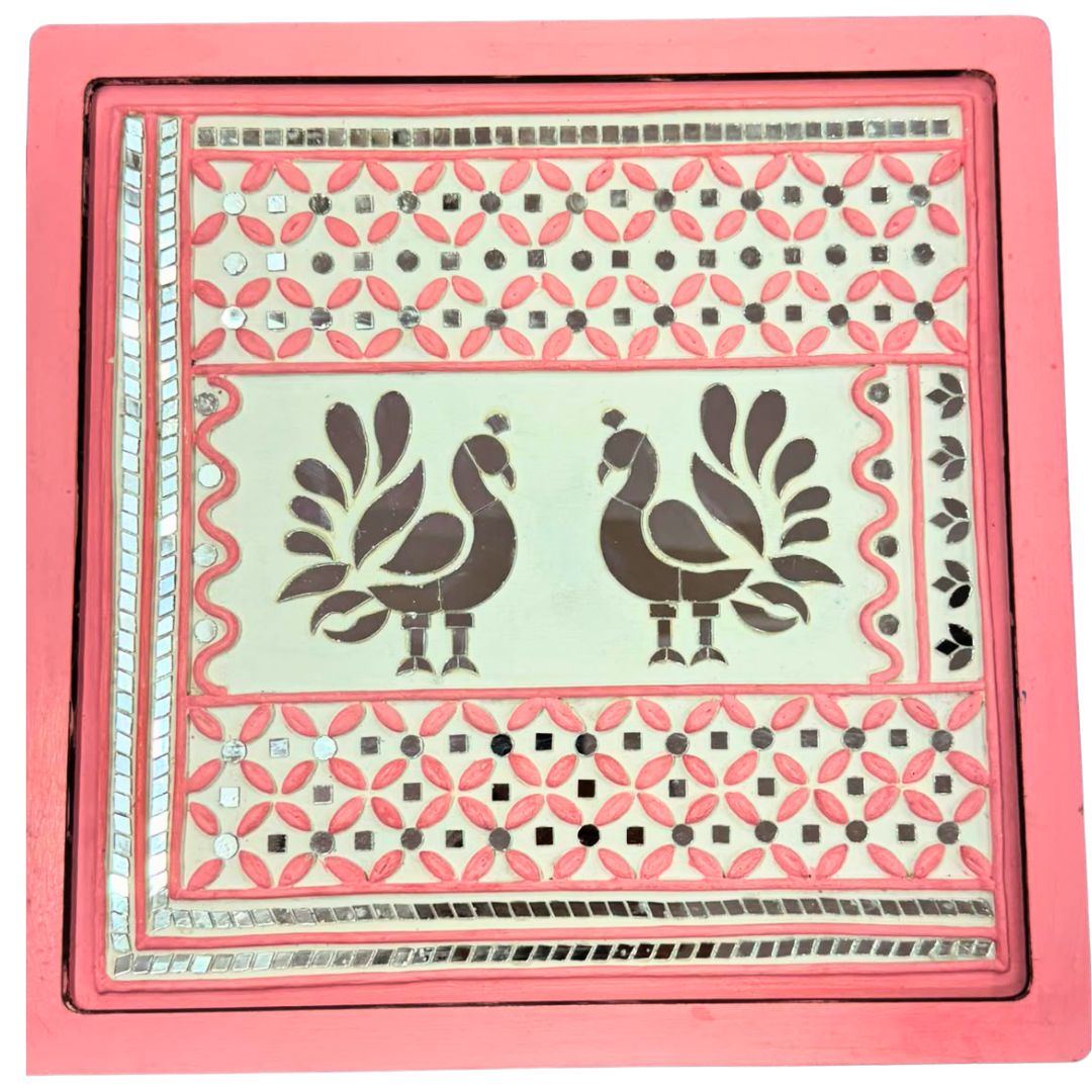 Lotus Petal Peacock Design Diya Holder 3-D  (Ready Piece) - BAPS-43
