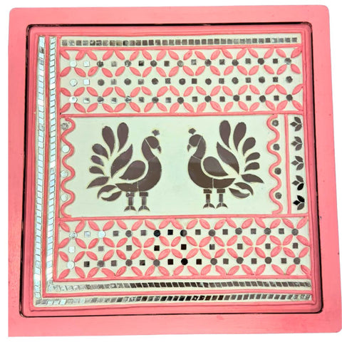 Lotus Petal Peacock Design Diya Holder 3-D  (Ready Piece) - BAPS-43