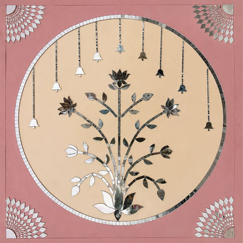Lotus Bell Mirror Work Decorative Backdrop (Ready Piece) - BAPS-62