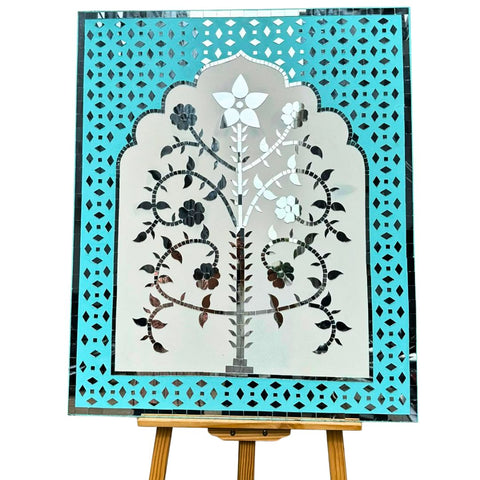 Floral Tree Arch Mirror Work MDF Backdrop (Ready Piece) - BAPS-69