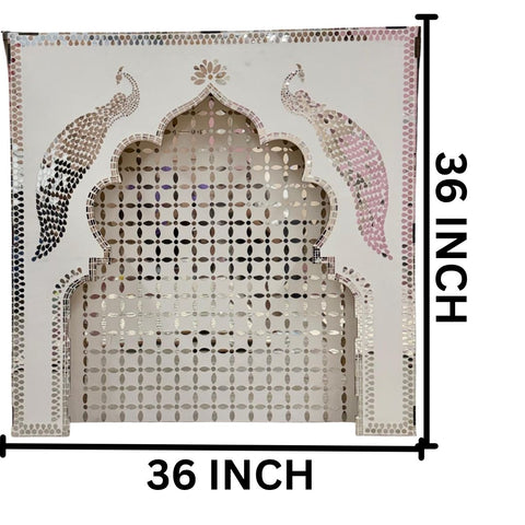 Peacock Arch Mirror Work MDF Backdrop (Ready Piece)36 * 36 INCH - BAPS-72