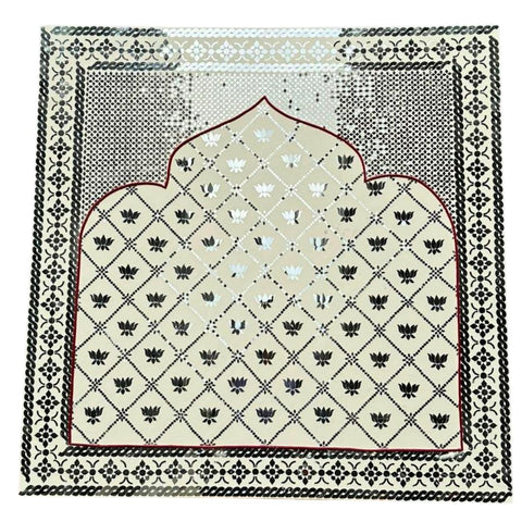 Ready Lotus Mirror Work Arch Panel Traditional Decorative Wall & Backdrop Piece(Ready Piece)3.5 * 3.5 FEET - BAPS-80
