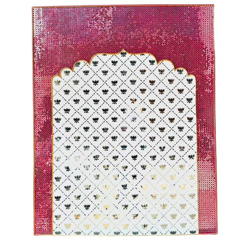 Ready Lotus Arch Mirror Work Decorative Panel (Ready Piece)4* 5 FEET - BAPS-79