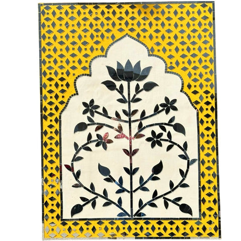 Floral Arch Mirror Design with Stencil – DIY Lippan Art & Mirror Work Set (Mirror & Stencil Included) 3 * 4 FEET–1375