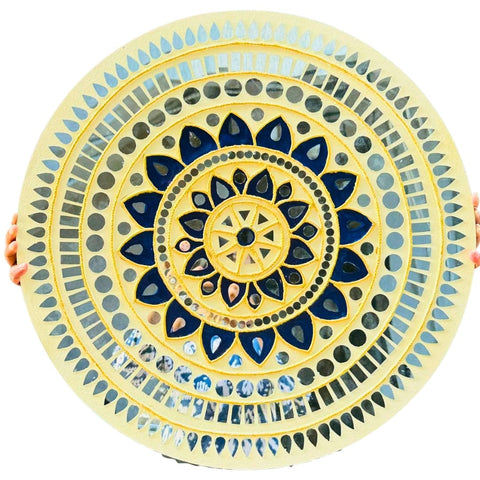 Round Mandala Mirror Work Ready Wall Décor 2 FEET - BAPS-86