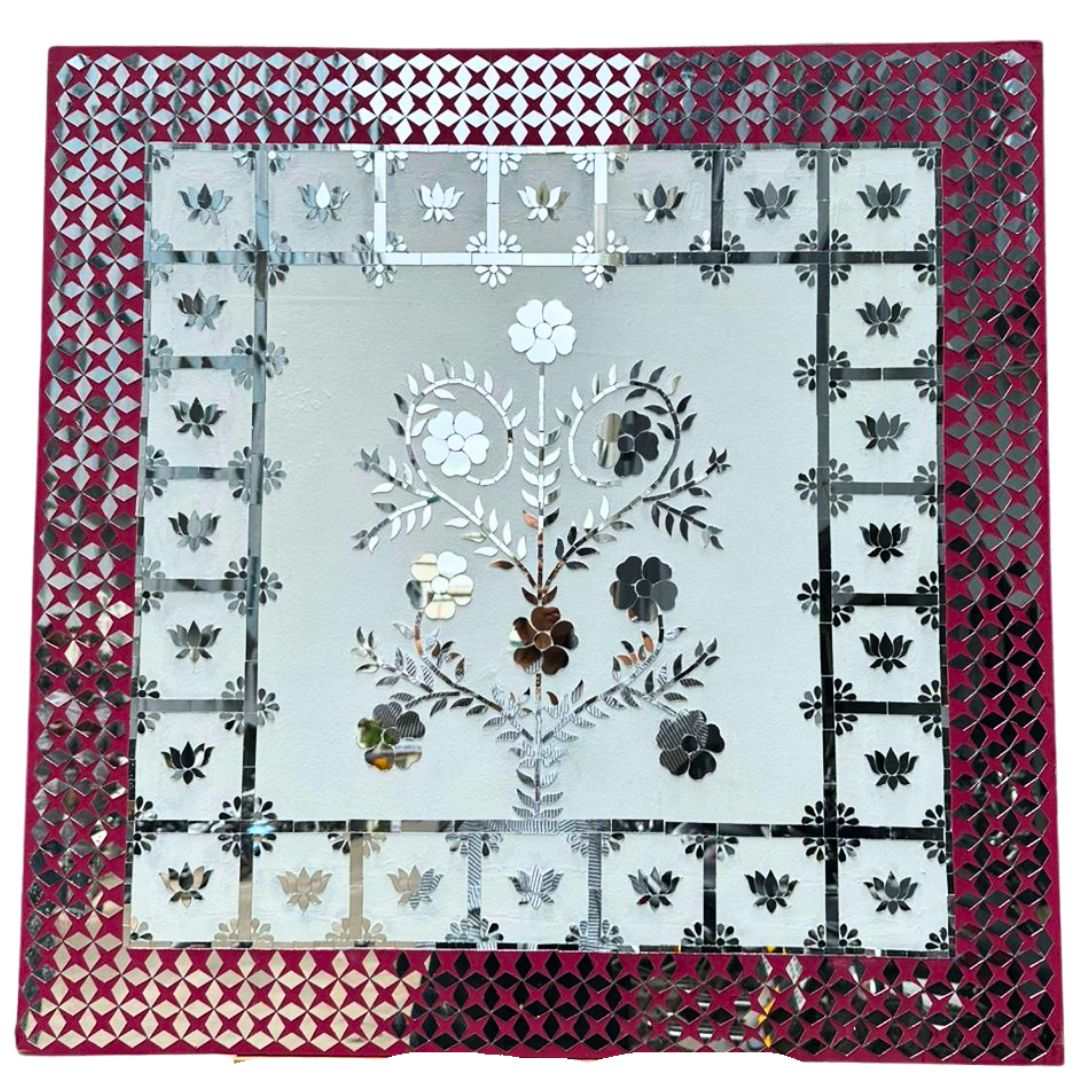 Floral Mirror Work Ready Wall Décor Panel - BAPS-89