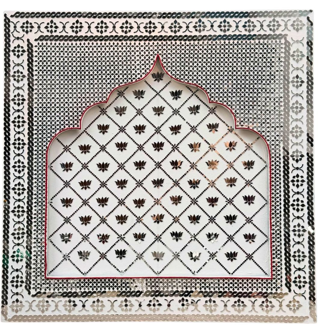 Peacock Mirror Work Ready Backdrop – Floral Arch Decorative Panel Ready Piece  - BAPS-92