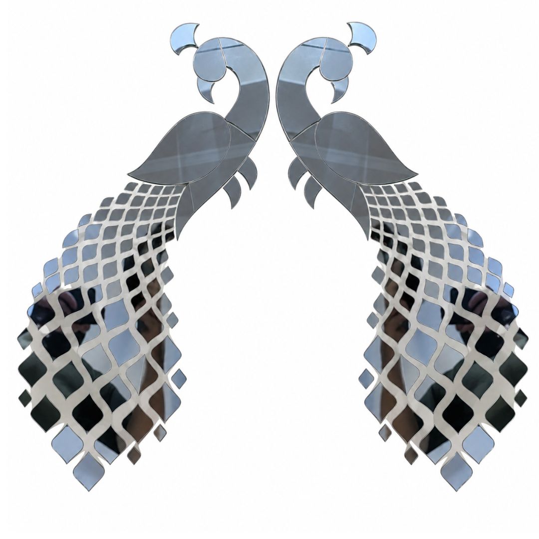 Peacock Mirror Pair Decorative Wall Décor for Home & Events -854