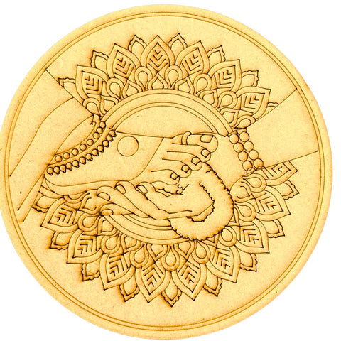 MDF Krishna Flute Mandala Pre-Marked Board for Lippan Art & DIY Craft - 843