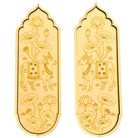 MDF Cow & Lotus Pre-Marked Board Set for Lippan Art & DIY Craft - 851