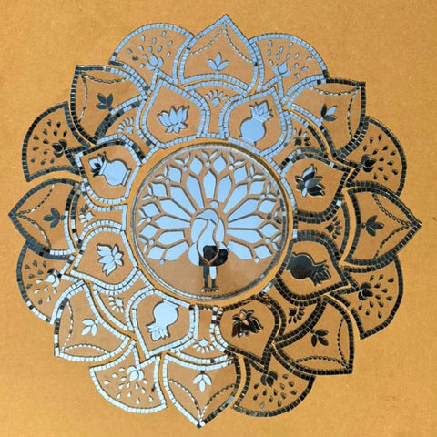 Peacock Mirror Rangoli on Transparent Paper – Ready Made Decorative Mirror Art ST-40