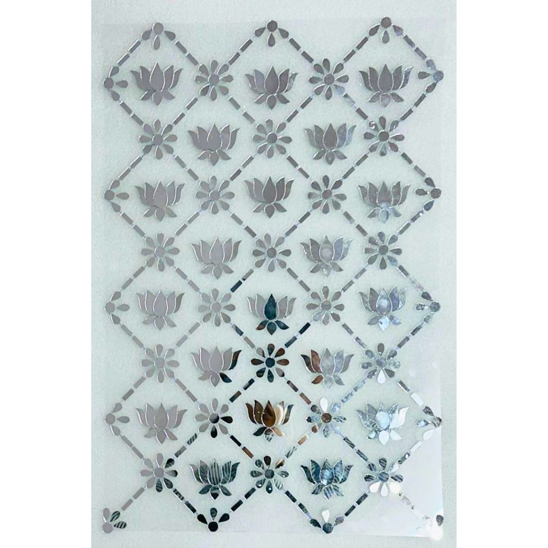 Ready-Made Lotus Mirror Wall Decor on Transparent Sheet for Lippan Art ST-44