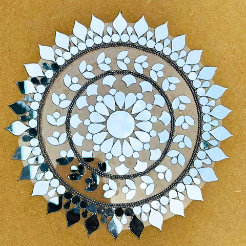 Ready-Made Floral Mandala Mirror Design on Transparent Sheet for Lippan Art ST-51