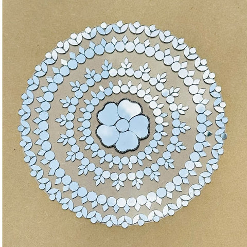 Ready-Made Round Floral Mirror Design on Transparent Sheet for Lippan Art ST-45