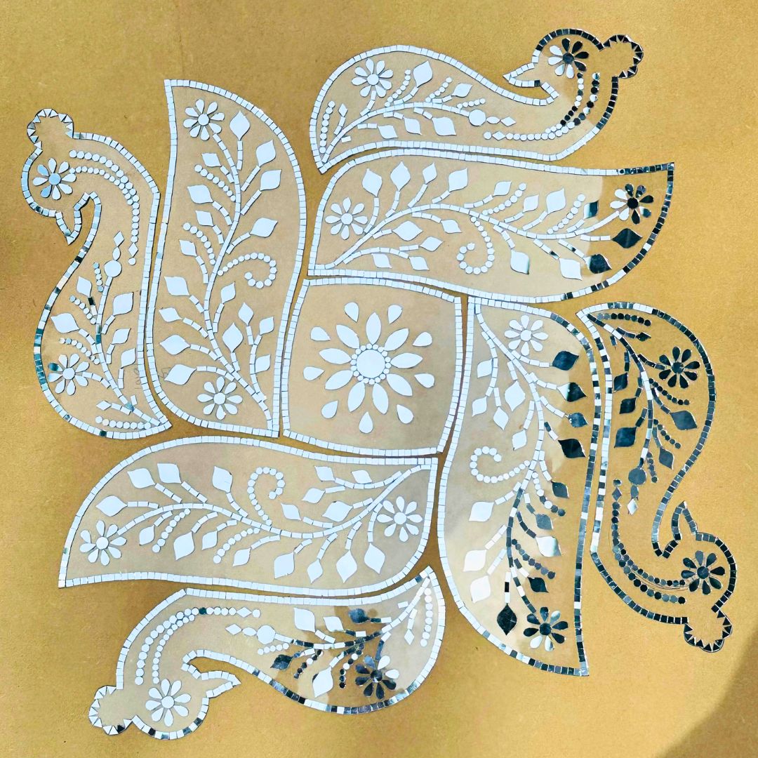 Ready-Made Mirror Floral Paisley Wall Décor Piece ST-62
