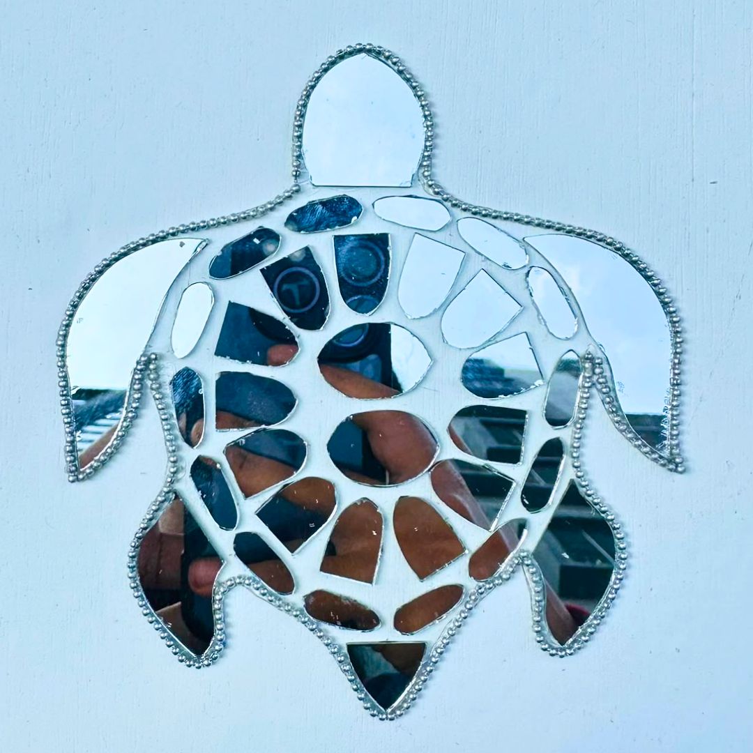 Ready-Made Silver Mirror Turtle Wall Décor Piece ST-67