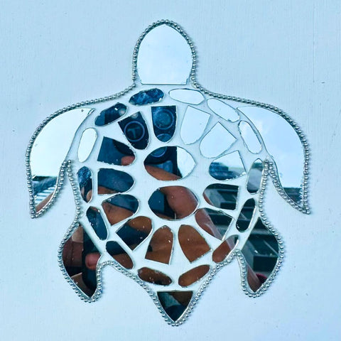 Ready-Made Silver Mirror Turtle Wall Décor Piece ST-67