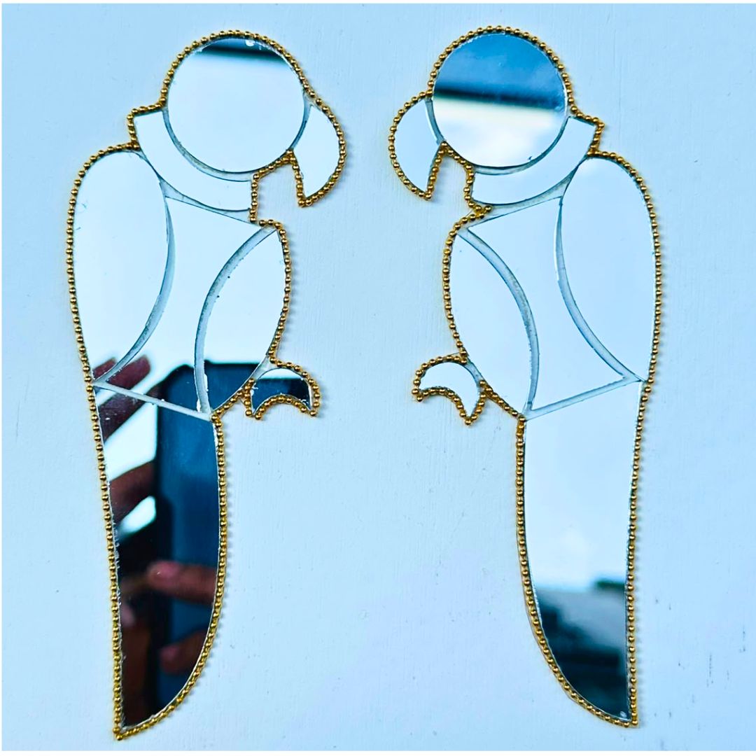 Ready-Made Silver Mirror Parrot Wall Décor Piece ST-68