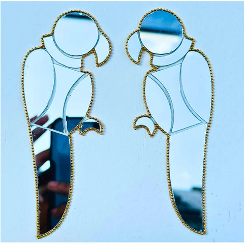 Ready-Made Silver Mirror Parrot Wall Décor Piece ST-68