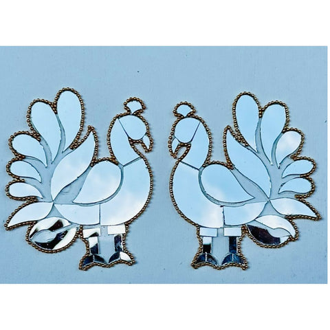 Ready-Made Peacock Pair Silver Mirror Décor Piece ST-80