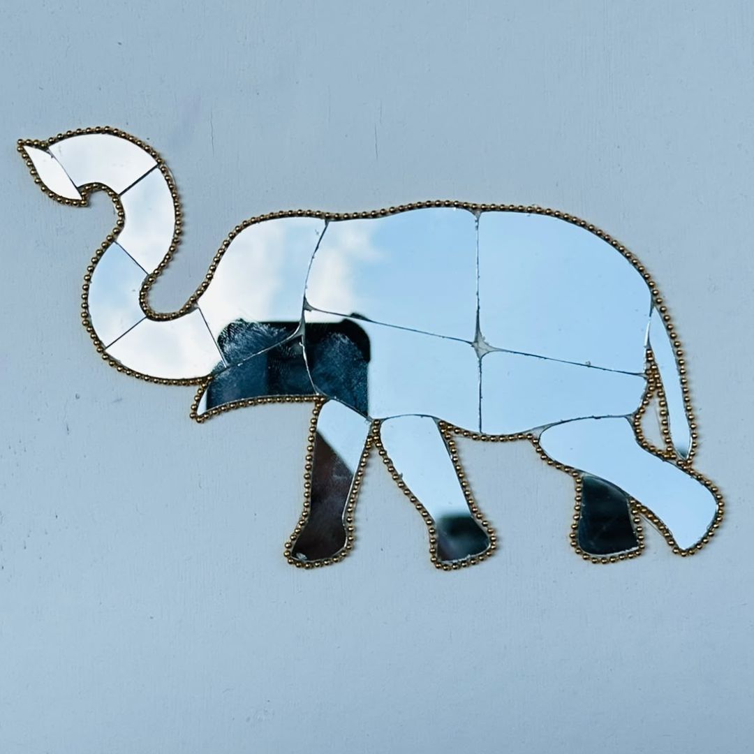 Ready-Made Elephant Pair Silver Mirror Décor Piece (Left & Right) ST-69