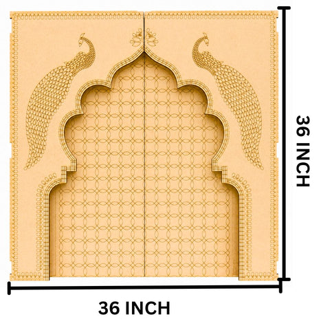 Peacock Jharokha Premarked MDF Backdrop Panel - 837