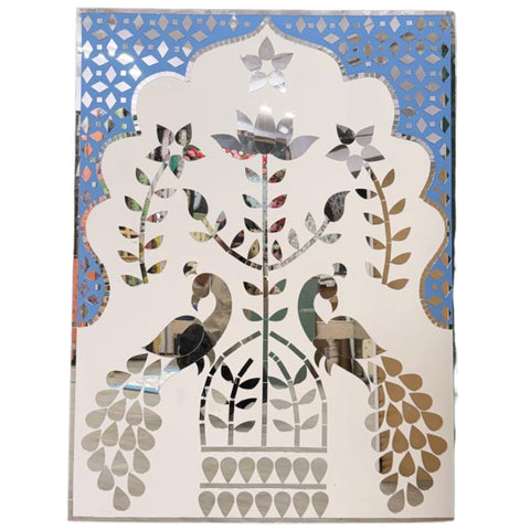 Premarked Peacock Jharokha MDF Panel for Lippan Art (with mirrors)-841