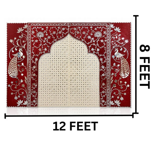 Peacock Jharokha Floral Mirror Work Decorative Panel (Ready Piece) - BAPS-42