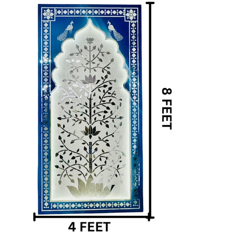 Lotus Tree Jharokha Mirror Work Ready Decorative Panel (Ready Piece) - BAPS-35