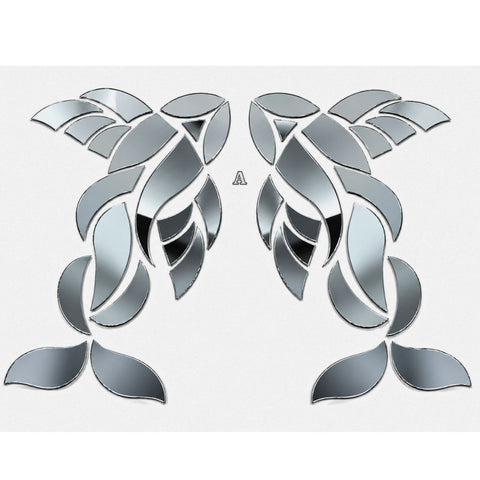 Fish Shape Glass Mirror Pair for Lippan Art & DIY Craft  -1381