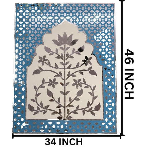 Lotus Tree Jharokha Mirror Work Decorative Panel (Ready Piece) -BAPS-61