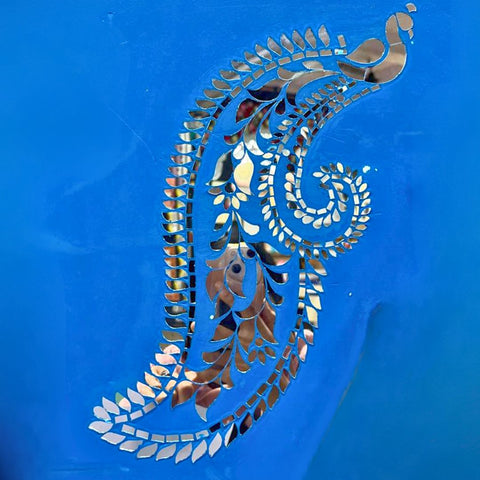 Peacock Feather Mirror Work Decorative Design - 1379