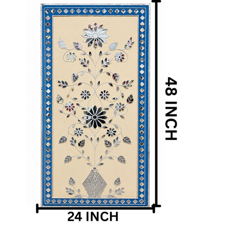 Floral Vase Mirror Work Decorative Panel (Ready Piece) - BAPS-45