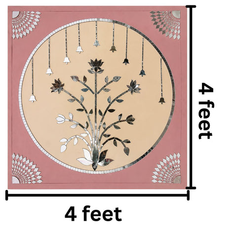 Lotus Bell Mirror Work Decorative Backdrop (Ready Piece) - BAPS-62