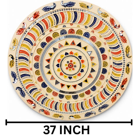 Round Peacock Feather Mandala  (Ready Piece) - BAPS-64