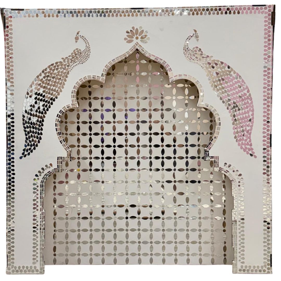 Peacock Arch Mirror Work MDF Backdrop (Ready Piece)36 * 36 INCH - BAPS-72