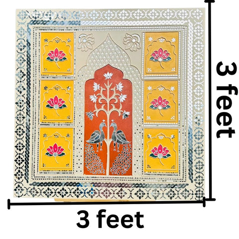 Floral Tree Mirror Work MDF Backdrop (Ready Piece) - BAPS-70