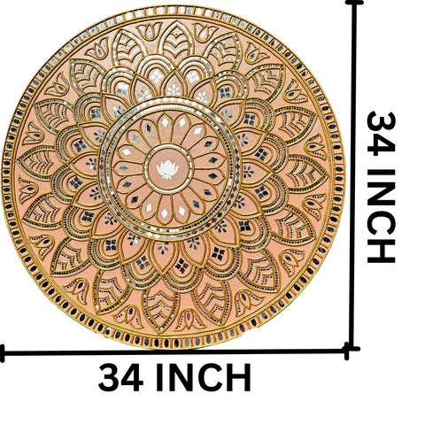 Ready Round Mandala Lippan Art with Mirror Work (Ready Piece) 34 INCH- BAPS-81