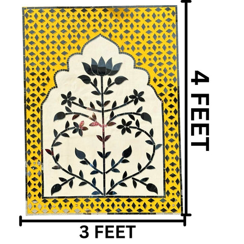 Floral Arch Mirror Design with Stencil – DIY Lippan Art & Mirror Work Set (Mirror & Stencil Included) 3 * 4 FEET–1375