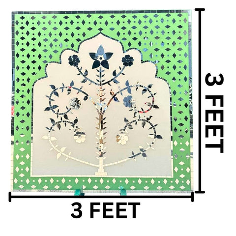 Floral Tree Mirror Work Ready Wall Décor Panel  (Ready Piece)3 FEET - BAPS-84