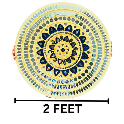 Round Mandala Mirror Work Ready Wall Décor 2 FEET - BAPS-86