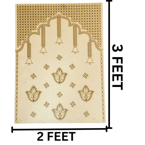 Jharokha Lippan Art Panel with Hanging Bell Design for Wall Decor (Ready Piece) 34.5*23.5 inc h- BAPS-4